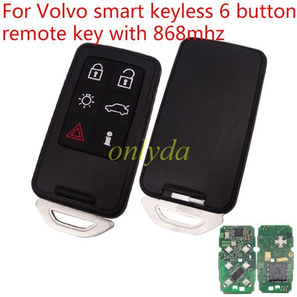 For Volvo Smart keyless 6 button remote key with 868MHZ with PCF7945 chip, the PCB is original used on Volvo S60,XC70,S80,XC60,V60 from 2008