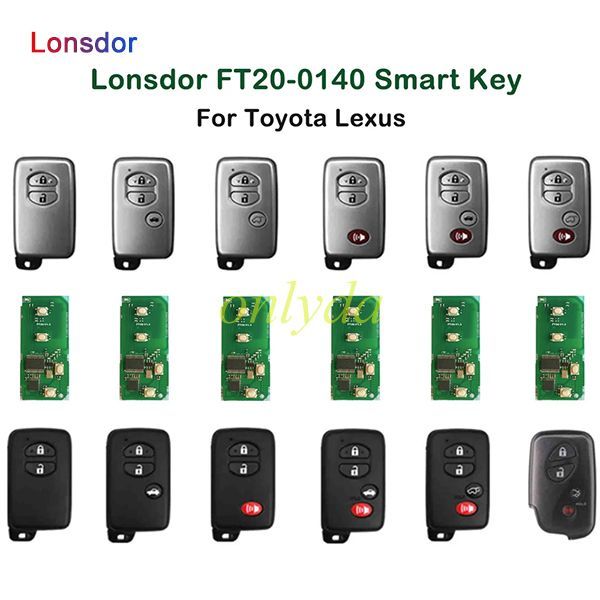 For Lonsdor per Toyota/corona/Prodo/Lexus Smart Key con scheda PCB 4D FT20-0140/3370/A433/F433 5290/314 MHz,can use KH100 machine to adjust the model and frequency