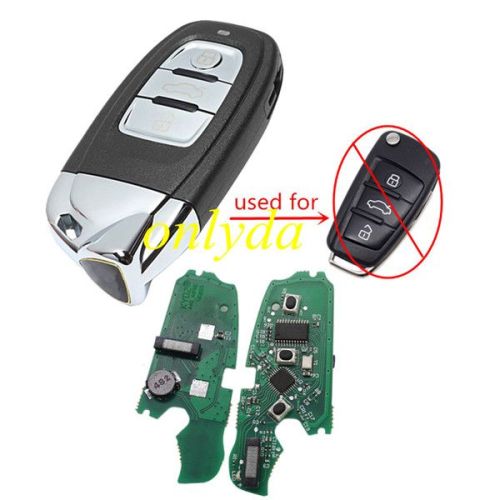 For Audi modified MQB keyless remote with ID48 chip with 434mhz,FSK with Rem 8VO837220D 8VO837220,and 8VO837220G