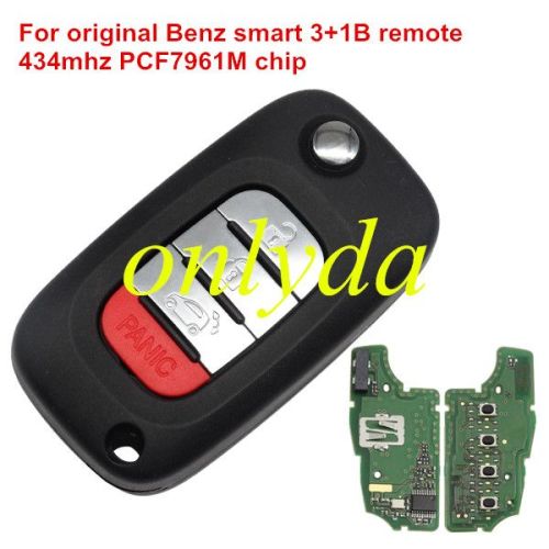 For OEM Benz smart 3+1 button remote key with 434mhz with PCF7961M chip