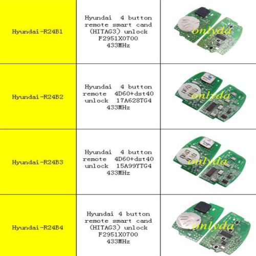 For 4 button remote smart cand (HITAG3）unlock F2951X0700 with 433MHz,please choose which one do you need ?