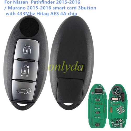 For Nissan Pathfinder 2015-2016 / Murano 2015-2016 smart card 3button with 433Mhz Hitag AES 4A chip