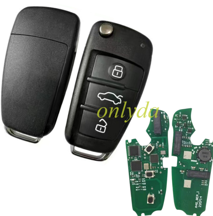 For KYDZ Brand Audi 3 button keyless/handsfree/smart remote key with 8E chip 315mhz or 434mhz