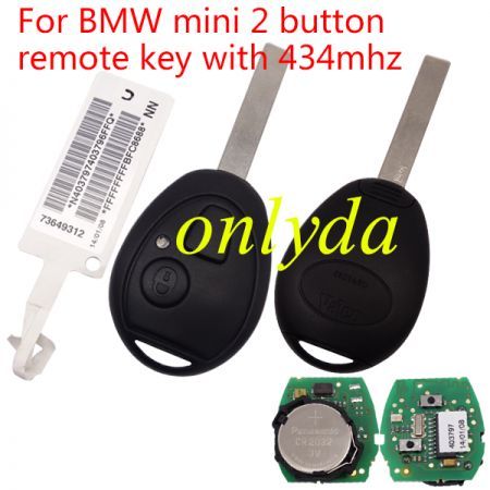 Free shipping OEM BMW mini 2 button remote key with 434mhz with PCF7930 chip (ID33)