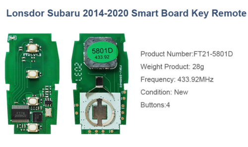 4 Button keyless 433.92MHZ Lonsdor Subaru 2014-2020 Smart Board key remote FT21-5801D