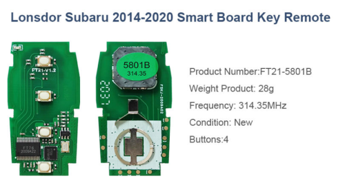 4 Button keyless 314.35MHZ Lonsdor Subaru 2014-2020 Smart Board key remote FT21-5801B