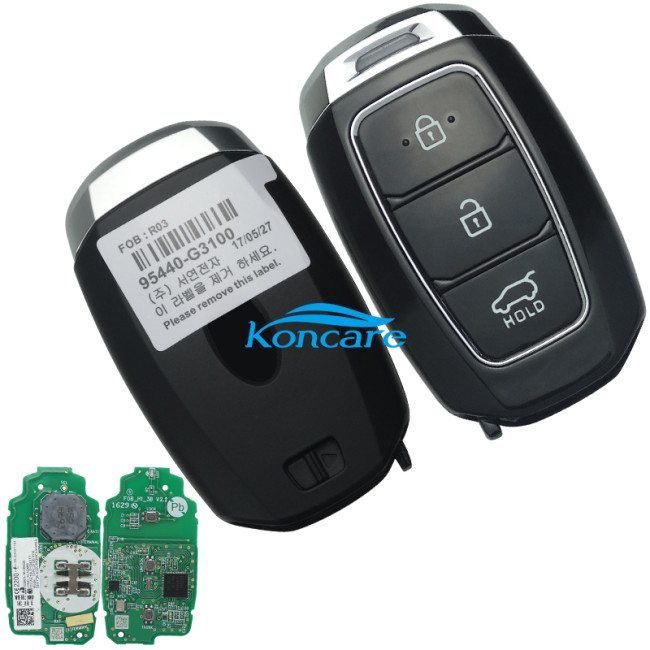 OEM Hyundai 3 button smart keyless remote key with 434mhz 8A chip Proximity Key FCCID : 95440-G3100 PN number : SYEC3F0B1608