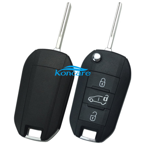 For peugeot 3 button remote key blank with VA2 blade