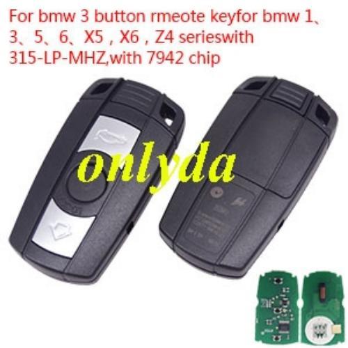 For bmw CAS3 3 button rmeote key for bmw 1、3、5、6、X5，X6，Z4 series with 315-LP-MHZ,with 7942 chip