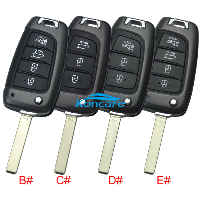 For Hyundai 3 /4 button remote key blank(please choose the button)