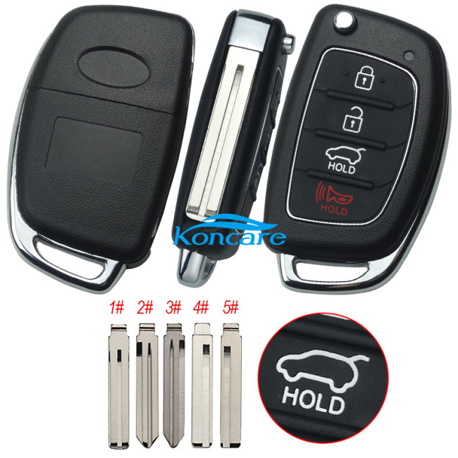 For Hyundai 3+1 button remote key blank,please choose the blade