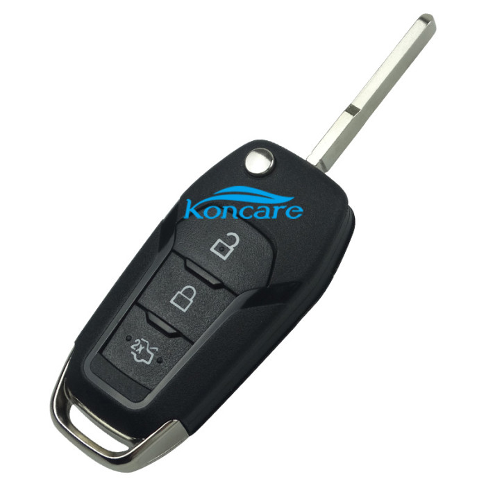 For Ford 3 button flip remote key shell with Hu101 blade with badge