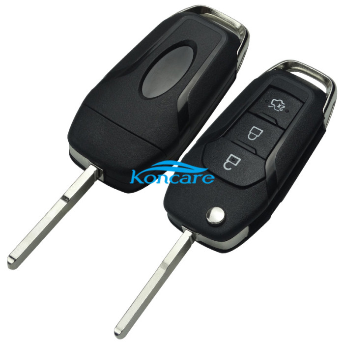 For Ford 3 button flip remote key shell with Hu101 blade with badge