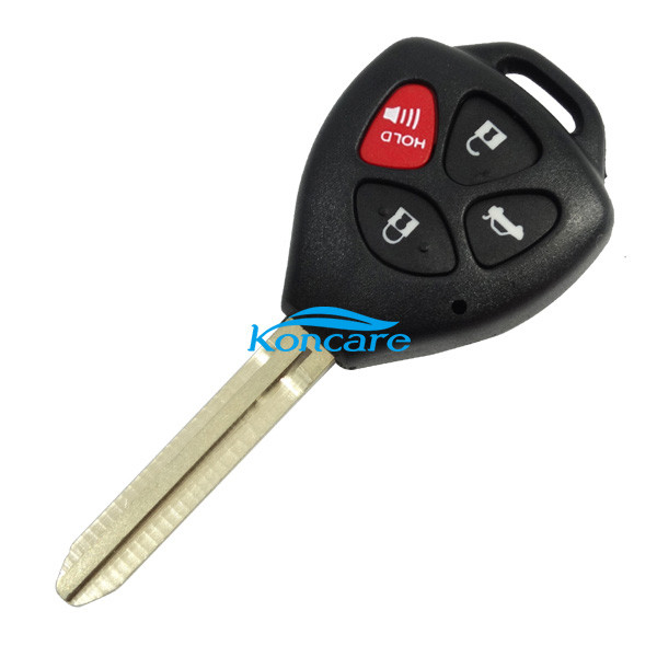 For Toyota 3+1 button remote key shell with Toy43 blade with red panic with/without badge