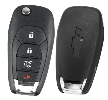 For chevrolet 3+1 button flip remote key blank with cross badge