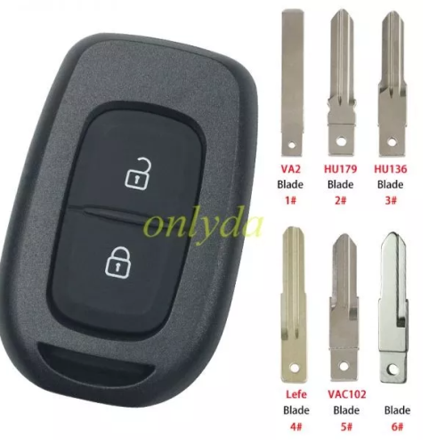 For Renault 2 button remote key blank with badge, please choose the blade