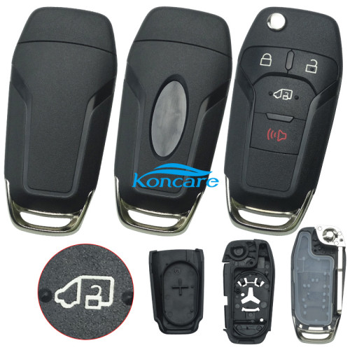 For Ford 3+1 button flip remote key shell with Hu101 blade