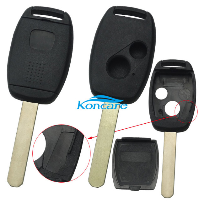 For Honda upgrade 2 buttons remote key shell （Without chip slot place) with badge