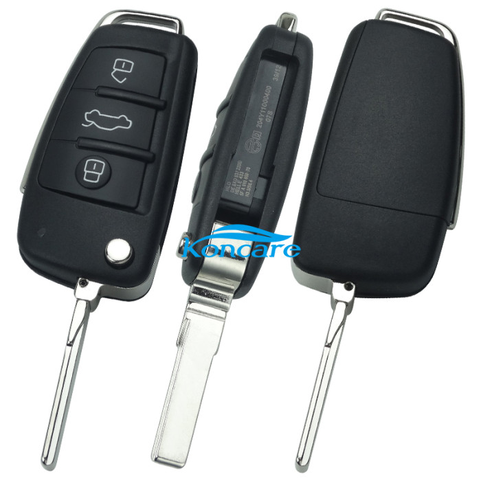 For Audi Q3 3 button remote key keyless go with ID48 chip with 434mhz 8XO837220D