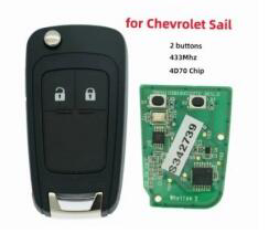 For Chevrolet Sail 2 buttons 433Mhz 4D70 Chip Bcuik Excelle Sail