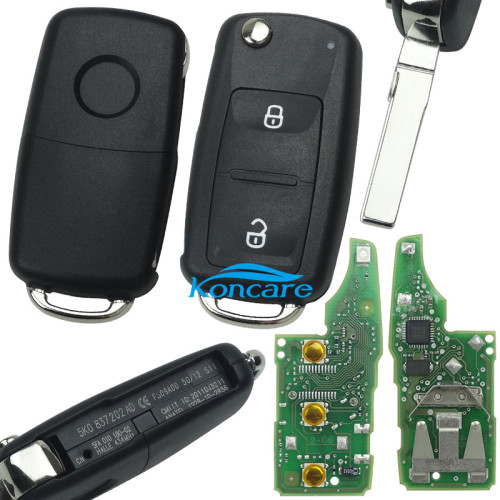 For VW Sagitar,polo, golf 2 button remote key with model Number 5KO-959-753AB/AD with 434mhz 48 chip original PCB+aftermarket shell