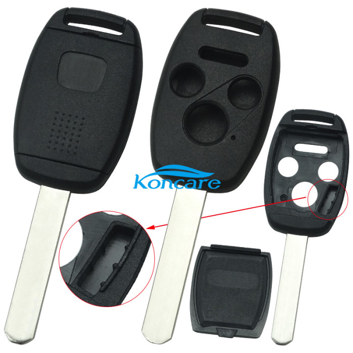 For Honda upgrade 3+1 buttons remote key shell （With chip slot place）with badge