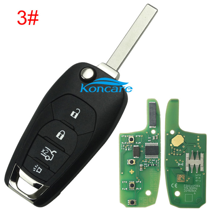 For Chevrolet OEM 3 button remote key with 7961A chip-434mhz,The OEM PCB , aftermarket key shell