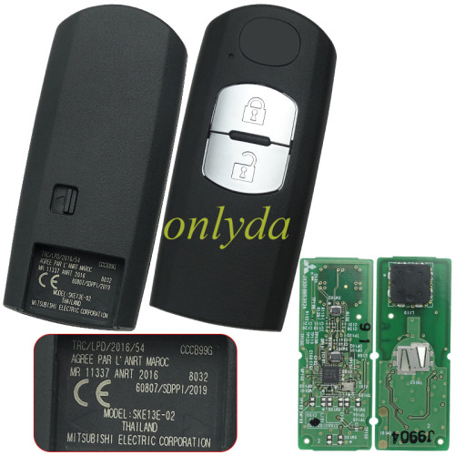 Original 2018+Mazda 2 button keyless Smart remote key with 434mhz with HITAG pro ID49 chip for Axela Aterza CX4 CX5 Model: SKE13E-02