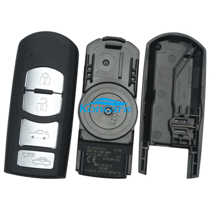 Original 2018+ Mazda 4 button keyless Smart remote key with 434mhz with HITAG pro ID49 chip for Axela Atenza CX4 CX5 Model: SKE13E-02