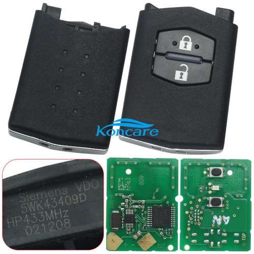 OEM for Mazda 2 Button Siemens VDO 2 button 5WK43409D Mazda 433MHz