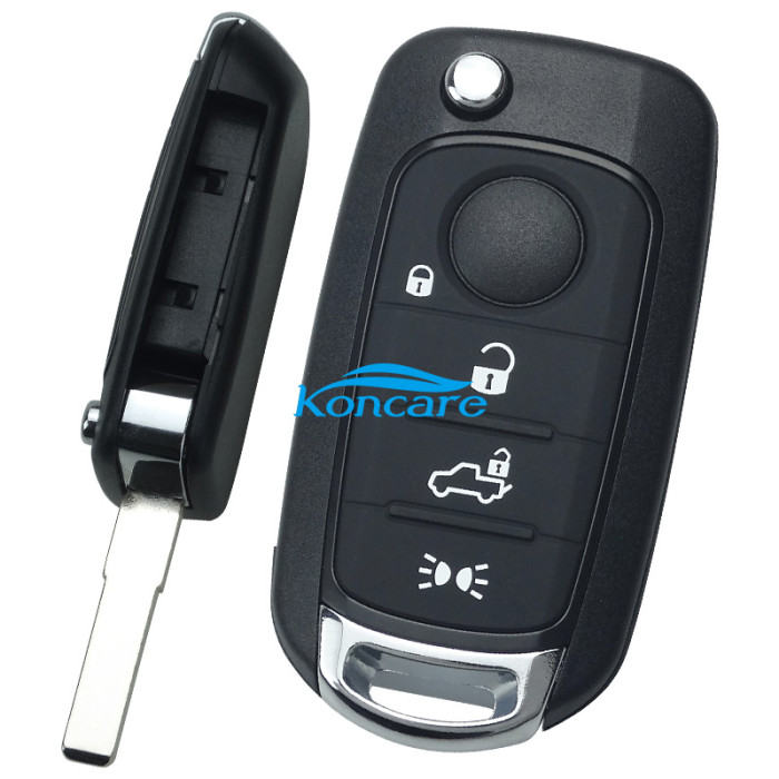 For Fiat 4 button flip remote key with MQB 48 AES chip 434mhz with OEM PCB and after market keys shell