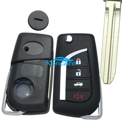 3+1 button flip remote key shell with TOY43 blade