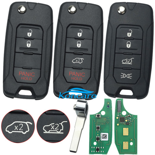 For 4 button flip remote key 434mhz with MQB 48 AES chip with OEM PCB and after market keys shell