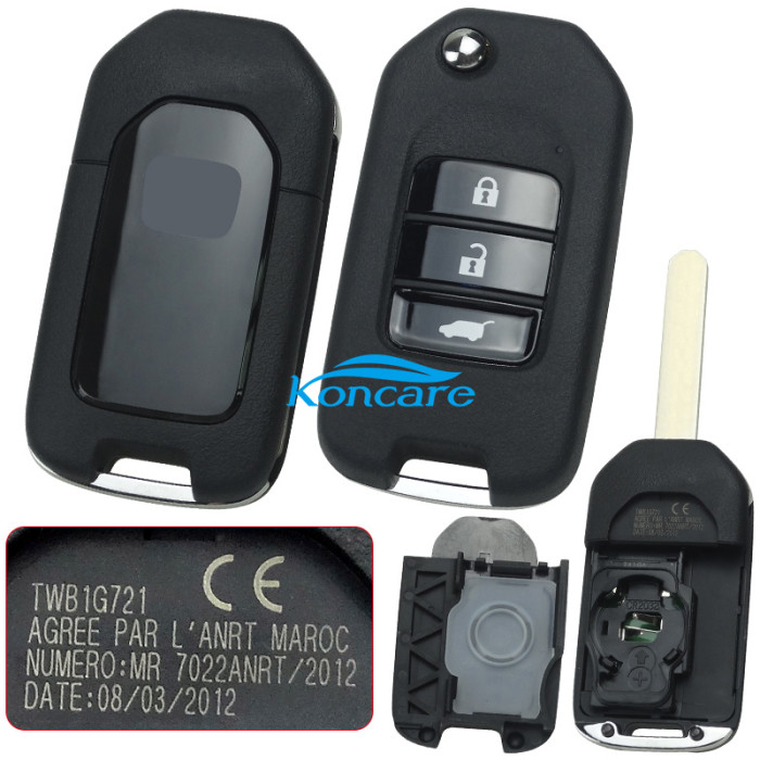 Original Honda A 3 Button remote key suv 434mhz TWB1G721 with PCF7961X(HITAG3) ID47