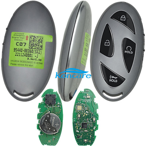 2023-2024 Hyundai Kona / 4-Button Smart Key / FCC ID: TQ8-FOB-4F61M43 / PN: 95440-BE060 (OEM) Fob Smart Key - Hyundai (95440BE060) Frequency: 433 Mhz