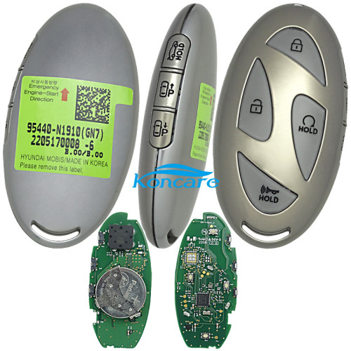 Genuine / OEM Hyundai Grandeur 2023 Genuine Smart Remote Key 4+3 Buttons 433MHz FOB-Smart Key 95440-N1910 (GN7) HITAG 128-bits AES ID4A NCF29A1MFCC ID TQ8-FOB-4F61U43 2205170008-6