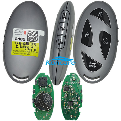 Genuine / OEM Hyundai Grandeur 2023 Genuine Smart Remote Key 4+3 Buttons 433MHz 95440-N1950 HITAG 128-bits AES ID4A NCF29A1MFCC ID TQ8-FOB-4F61U43 95440-N1950(GN7) 221110057-H
