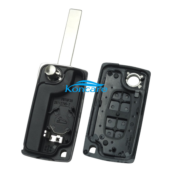 For Peugeot 2 Button Flip Remote Key with 46 chip ASK model with VA2 and HU83 blade , please choose the key shell PCF7961chip