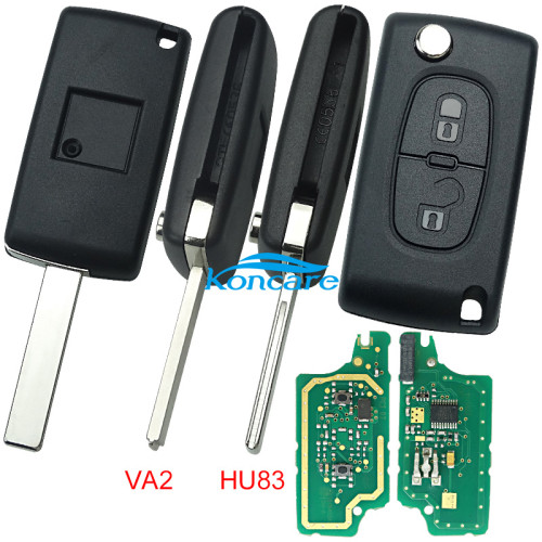 OEM PCB for Peugeot CE0536 2 Button Flip Remote Key with 46 chip PCF7941 FSK model with VA2 and HU83 blade , please choose the key shell original PCB with aftermarket shell