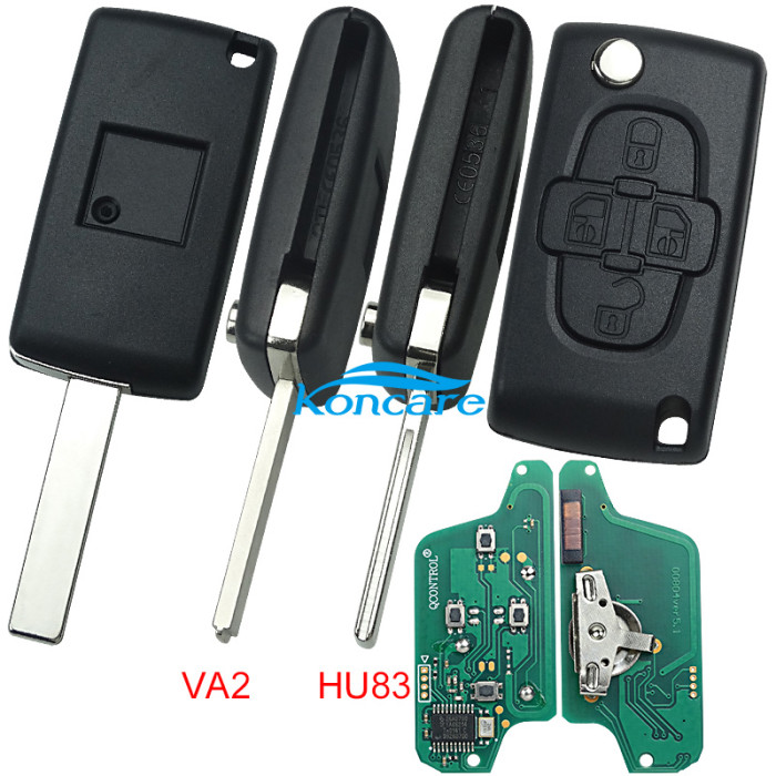 For peugeot 4B Flip Remote Key 433mhz (battery on PCB) FSK model with 46 chip