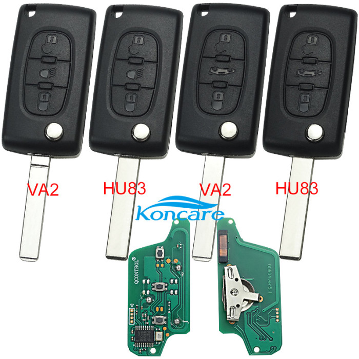 For peugeot 3B Flip Remote Key 433mhz (battery on PCB) FSK model with 46 chip