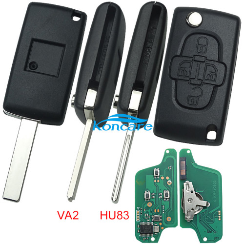 For Peugeot 4B Flip Remote Key with 433mhz (battery on PCB) with ASK model PCF7941 46 chip