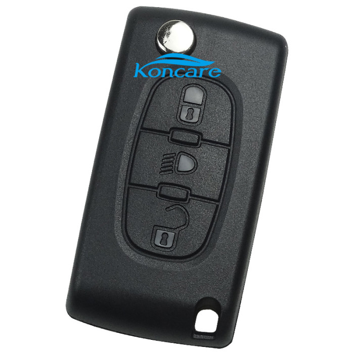 For Peugeot 3B Flip Remote Key PCF7941 46 chip ASK model battery on the PCB 307/407 blade, Trunk/Light button