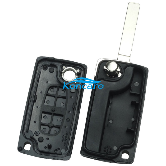 For OEM Peugeot 2 Button Flip Remote Key with 433mhz (battery on PCB) with ASK model with 46 PCF7941chip with VA2 and HU83 blade , please choose the key shell