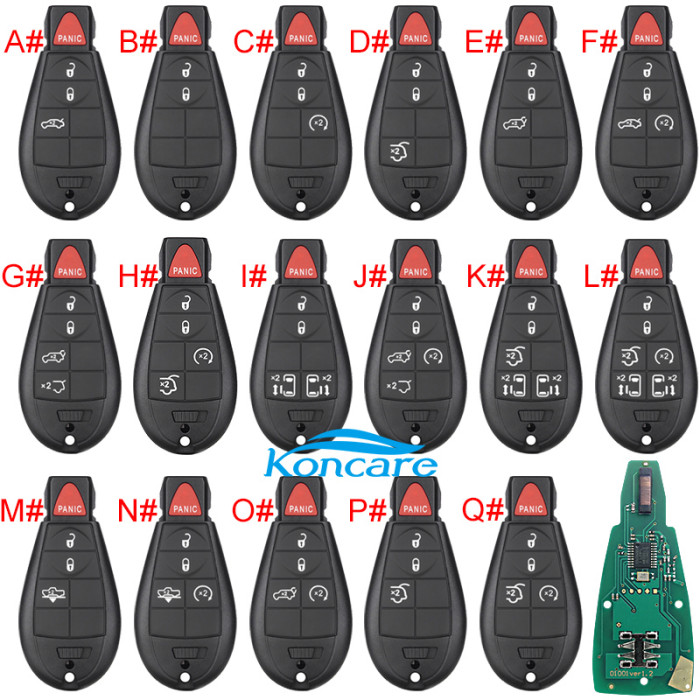 For Chrysler remote key with 434mhz with PCF7961(Hitag2) chip with 11models key shell, please choose which key shell you need