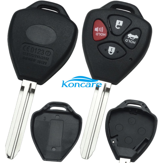 For Stronger Toyota upgrade 3+1 button remote key blank with TOY43 blade with badge