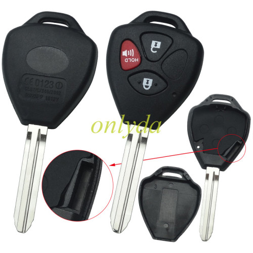 For Stronger Toyota upgrade 2+1 button remote key blank with TOY43 blade with badge