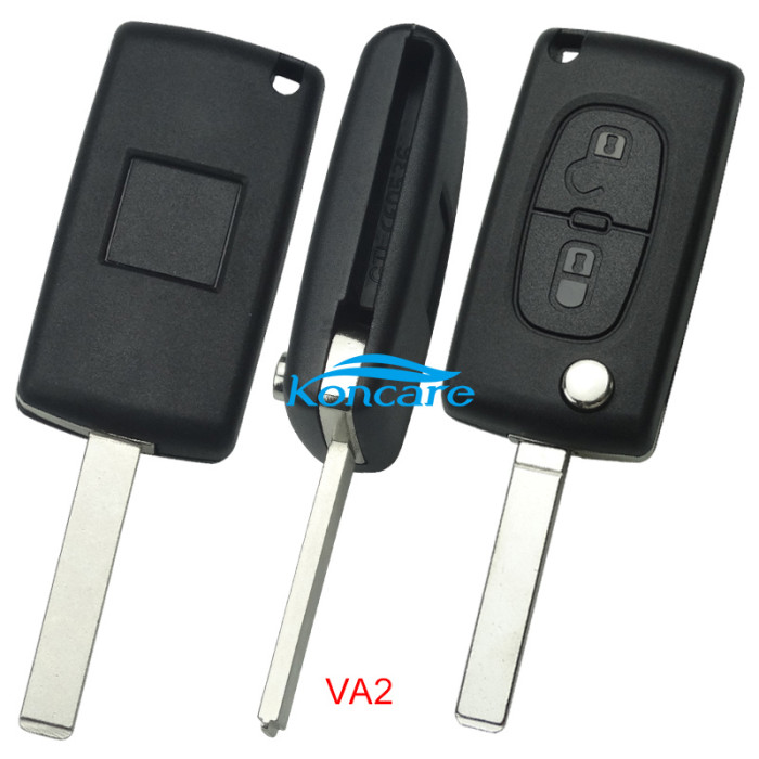 KYDZ Brand Peugeot CE0523 2 Button Flip Remote Key with 434mhz (battery on PCB) with ASK model with VA2 and HU83 blade , please choose the key shell with 46 chip