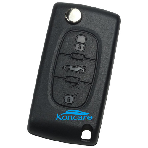 For Peugeot 407 3-button flip key shell with trunk button - HU83-SH3-Trunk- with battery place