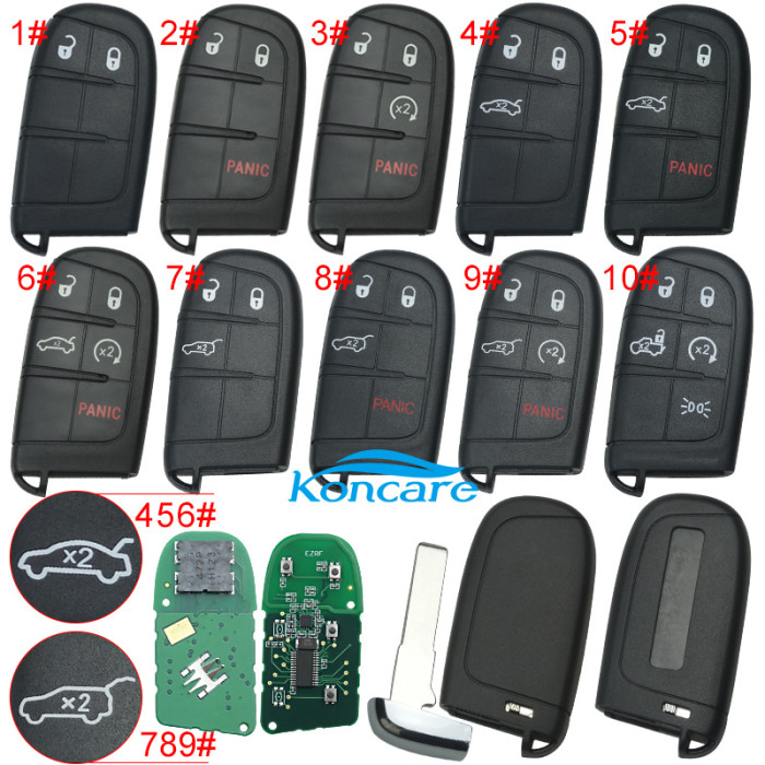 For Jeep 5 button smart key with 434mhz with 4a chip Jeep Compass included SIP22 key blade FCC:M3N-40821302